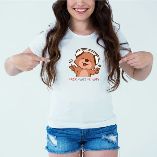 Designer Printed T-Shirt :: Design type - Music Makes Me Happy - Cloth type : Cotton
