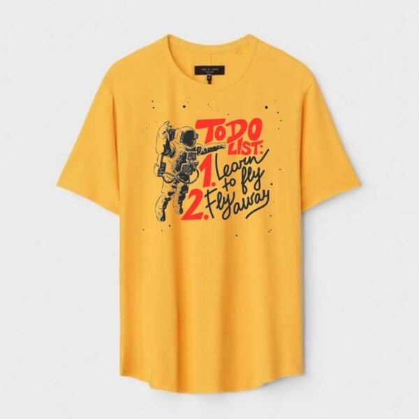 Yellow Unisex Polyster Regular Fit Printed Round Neck T-Shirt