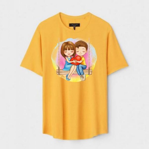 Yellow Unisex Cotton Regular Fit Printed Round Neck T-Shirt