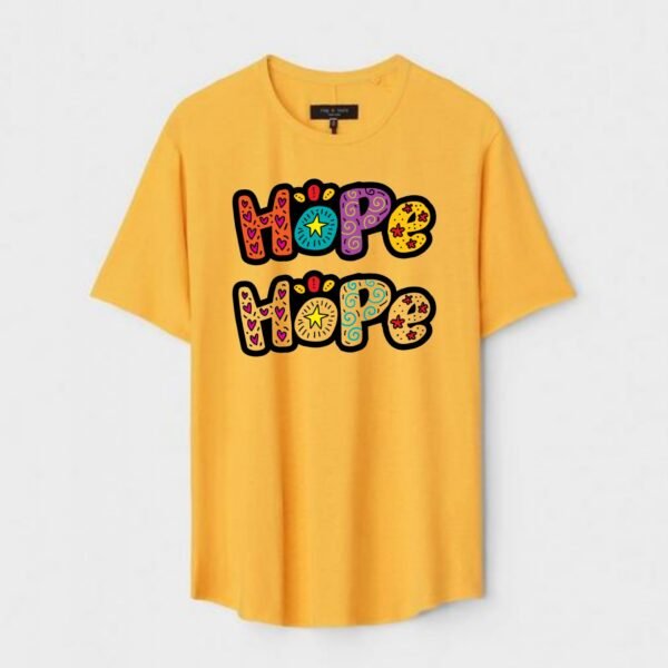 Yellow Unisex DOT KNIT Regular Fit Printed Round Neck T-Shirt