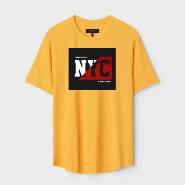 Yellow Unisex DOT KNIT Regular Fit Printed Round Neck T-Shirt